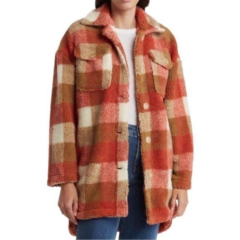 Vigoss Plaid Shirt NWT Faux Shearling Shacket